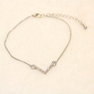 ⭐️ Sterling Silver  Geometric V Crystal Sparkly Ankle Bracelet Anklet ⭐️
